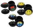 Set of 3 Black Acrylic Fake Plugs - Cherries, Smiley Face, and Peace Logo - 16g Wire Stud - 8mm Fake Plugs - 3 Pairs