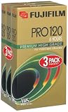 Fuji PRO T-120  High-Grade Recordable VHS Cassette Tapes (3 pack)