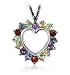Multi Gemstone Pendant 925 Sterling Silver Heart charm