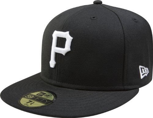 MLB Pittsburgh Pirates Black with White 59FIFTY Fitted Cap (7 1/4)