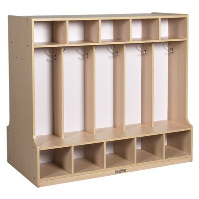 Ecr4kids Red Double Sided 10 Section Coat Locker with Bench Ecr4kids Red Double Sided 10 Section Coat Locker with Bench