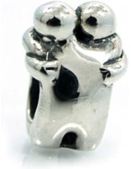 .925 Sterling Silver " People Hugging " Charm Bead Compatible with Pandora Chamilia Kay Troll Bracelet