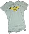 Wonder Woman Distressed Logo Crop Sleeve Fitted Juniors T-Shirt