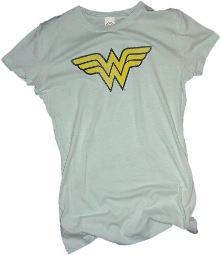  Wonder Woman Distressed Logo Crop Sleeve Fitted Juniors T-Shirt