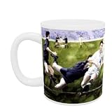 Rugby Match: England v New Zealand in the World Cup, 1991, Rory Underwood being tackled (w/c) by Gareth Lloyd Ball - Mug - Standard Size