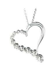 1 ct tw Journey Diamond Heart Pendant in 14k White Gold
