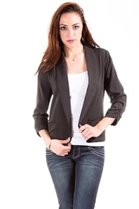 Eye Shadow Casual Lined Blazer in Cool Black