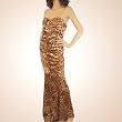 Sexy Stretch Satin Leopard Formal Full Dress