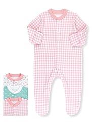 3 Pack Pure Cotton Assorted Sleepsuits