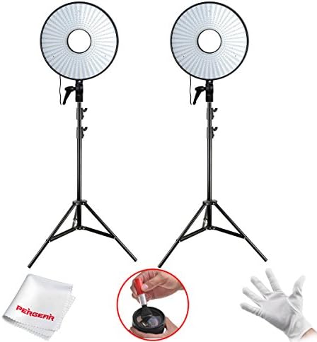 FalconEye ® Photography Video Studio 630 LED Ring Light Video Light 5500K~6000K Temperature For DSLRS + 2M/6.5ft Light Stand (2 Sets)