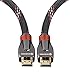 FARSTRIDER® 6 Feet (1.8 Meters) HDMI v2.0/1.4a HDMI Cable Ultra High Speed, Support 3D 2160P, HD 4k, Ultra HD, PS4 SKY, Ethernet Function, Audio Return Channel,Ultra-high Speed Lossless Audio and Video Transmission, Zinc Metal Alloy Shielding Shell, 24K Gold Connector, Durable PVC Jacket and Nylon Mesh Braid, Type Male A to Type Male A, Gun Black/Yellow - Latest Specification