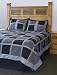 NAVY, GREY, AND LT.BLUE BLOCK DESIGN ULTRA SUEDE QUEEN SIZE BED IN A BAG.