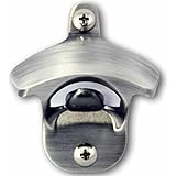 Wall Mounted Bottle Opener by SKY SOLUTIONS, Brushed Stainless Steel with Free Mounting Screws. Classic Vintage Wall Beer Bottle Openers