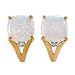 Earrings With Clean Diamonds and Simulated Opals Beautifully Designed in Yellow Gold Length 15mm