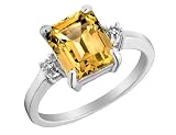Citrine Ring with Diamond Accent 3.0 Carats (ctw) in Sterling Silver