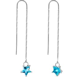 Star Crossed Lovers Blue CZ Threader Earrings