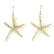Goldtone Rhinestone Starfish Dangle Earrings Fashion Jewelry
