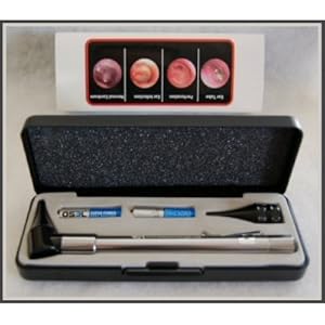 Third Generation Dr Mom Slimline Stainless LED Pocket Otoscope now includes True View Full Spectrum LED and Pocket Clip with HARD CASE