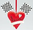 4" I Love Racing Heart Christmas Ornament