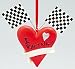 4" I Love Racing Heart Christmas Ornament