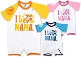 (アイラブパパアンドママ)【I lovePaPa&Mama】 アイラブパパ&ママ アイラブママ ハワイアン風 ラグランTオール カバーオール ロンパース 70cm/80cm 70 ピンク