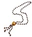 Oi! - Ladies Brown Glass Bead and Venetian Glass Heart Pendant Long Necklace - N5026
