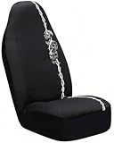 Barbed Wire Skulls Universal Bucket Seat Cover, Black