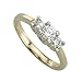 14K Yellow Gold Three Stone Round Diamond Engagement Ring
