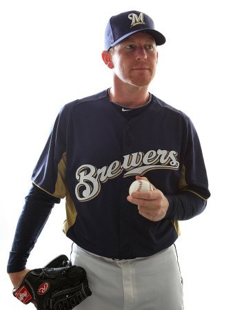 Milwaukee Brewers Photo Day, MARYVALE, AZ - FEBRUARY 24: Randy Wolf Photographic Poster Print by Jonathan Ferrey, 12x16