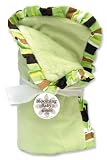 Trend Lab Receiving Blanket in Sage Velour with Giggles Stripe Ruffle