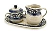 Polish Pottery Buttercup Large Cream & Sugar Set with Tray