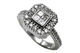 18K White Gold Invisible Set Diamond Ring, Enhanced with Pave Set Diamonds.