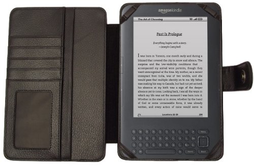 Fonem8 - Latest Kindle 3 Executive Pro Book Case Cover Luxury Executive Wallet - Black - Includes Free Screen Protector
