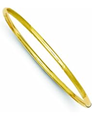 14K Gold 3mm Polished and Satin Finish Bangle