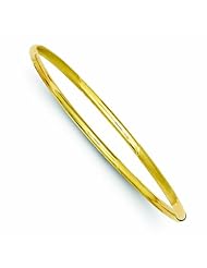 Genuine 14K Yellow Gold 3mm Polished And Satin Finish Bangle 2 Grams Of Gold 100% Satisfaction Guaranteed.