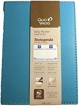 Quo Vadis Textagenda August 2016 - July 2017 Compact Daily Planner One Day Per Page 4 3/4" x 6 3/4" Plain Edge Club Cover Made in USA (Turquoise)