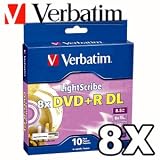 Verbatim 96689 8.5 GB 8x LightScribe Double-Layer Recordable Disc DVD+R DL, 10-Disc Spindle