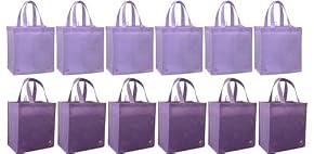 Reusable Grocery Tote Bag Shades of Purple 12 Pack