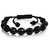 Faceted Black Onyx Bracelet Mens Ladies Unisex Adjustable