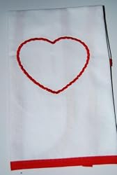 Embroidered Baby Bib - Red Heart trimmed in Red