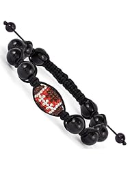 Swarovski Elements Cleveland Spirit Football & Onyx Macrame Bracelet