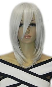 Qiyun Medium Long Silver Grey Straight Cosplay Anime Costume Full Hair Wig
