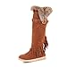 Charm Foot Winter Fashion Tassels Womens Low Heel Snow Boots Long Boots
