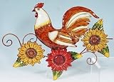 Decorative Metal Rooster Sunflower Wall Plaque