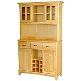 Natural Wood Top on Natural Server and Two Door Hutch by Home Styles - Ligh ....