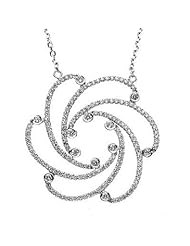 Diamond Floral Pendant Necklace 14k White Gold 18" (1Cttw, VS Clarity, F Color)