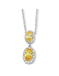 Sterling Silver Oval Canary CZ 18in Necklace