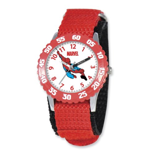  Marvel Spiderman Kids Red Velcro Band Time Teacher Watch