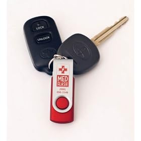 Med-Flash - Emergency Medical Records - Flash drive with 1g of memory capacity holds all important medical info like emergency contacts, blood type, allergies and medications with possible side effects and symptoms. Any computer with a USB port can record or read this device.