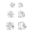 Sterling Silver CZ Princess-Cut Stud Earring Set (3 Pair)